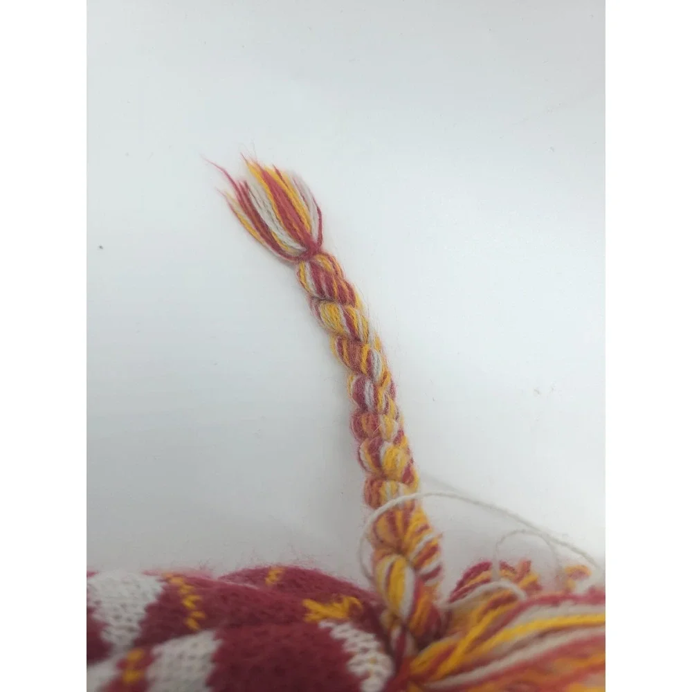 Atlanta Flames Chullo/Peruvian Snow Hat, Burgundy & Goldenrod